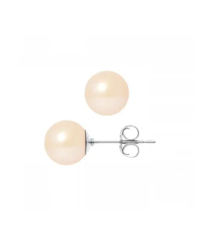 Blue Pearls Womens 7.5 mm pink Freshwater Earrings and white gold 750/1000 - Multicolour - One Size
