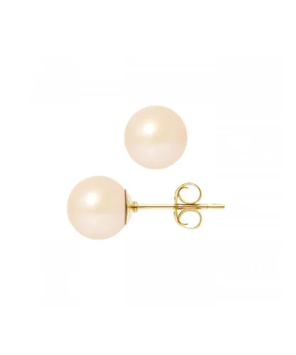 Blue Pearls Womens 7.5 mm pink Freshwater Earrings and yellow gold 750/1000 - Multicolour - One Size