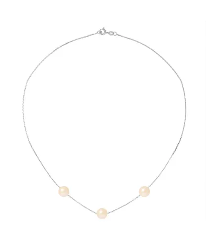 Blue Pearls Womens 750/1000 white gold Chain and 3 Pink Freshwater Cultured Pearl Woman Choker Necklace - Multicolour - One Size