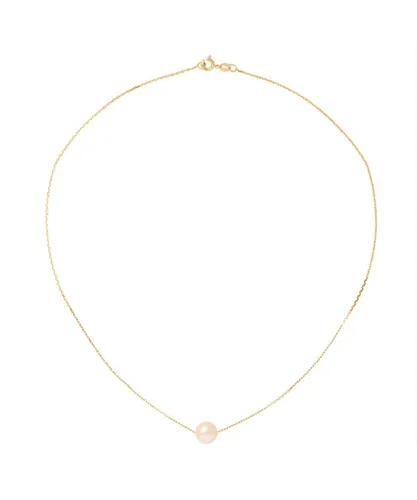 Blue Pearls Womens 750/1000 yellow gold Chain and Pink Freshwater Cultured Pearl Woman Choker Necklace - Multicolour - One Size