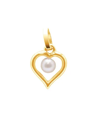 Blue Pearls Womens 750/1000 Yellow Gold Heart Pendant and White Freshwater Cultured Pearl - One Size