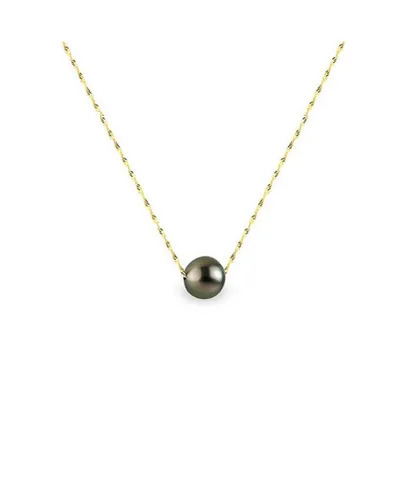 Blue Pearls Womens 750/1000 Yellow Gold Singapour Chain Woman Necklace and Black Tahitian Pearl - Multicolour - One Size
