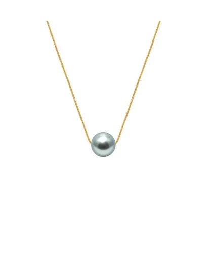 Blue Pearls Womens 750/1000 Yellow Gold Venitian Chain Woman Necklace and Black Tahitian Pearl - Multicolour - One Size