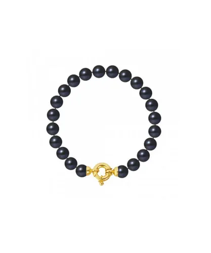Blue Pearls Womens 8-9 mm Black Freshwater Pearl Bracelet and 750/1000 Yellow Gold Clasp - Multicolour - One Size