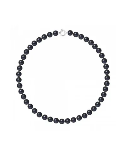 Blue Pearls Womens AA 9-10 mm Black Freshwater Women Necklace and 750/1000 White Gold Clasp - Multicolour - One Size