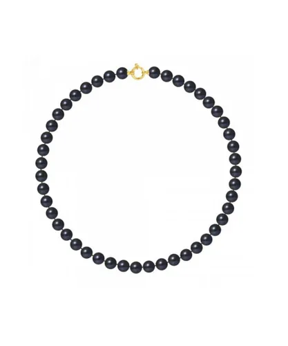 Blue Pearls Womens AA 9-10 mm Black Freshwater Women Necklace and 750/1000 Yellow Gold Clasp - Multicolour - One Size