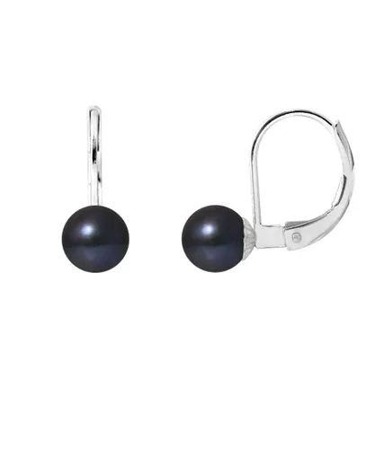 Blue Pearls Womens Black Freshwater Earrings and 925 Silver - Multicolour - One Size