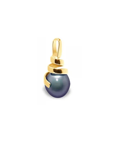 Blue Pearls Womens Black Freshwater Pearl Pendant and Yellow Gold 375/1000 - Multicolour - One Size