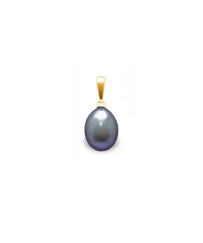 Blue Pearls Womens Black Freshwater Pearl Pendant and Yellow Gold 750/1000 - Multicolour - One Size