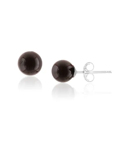 Blue Pearls Womens Black Onyx Pearl Gemstones Earrings and 925 Silver - Multicolour - One Size
