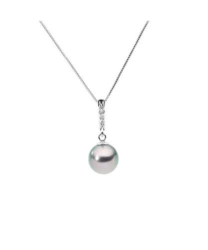 Blue Pearls Womens Black Tahitian Pearl and Diamonds Pendant and White Gold 375/1000 - One Size