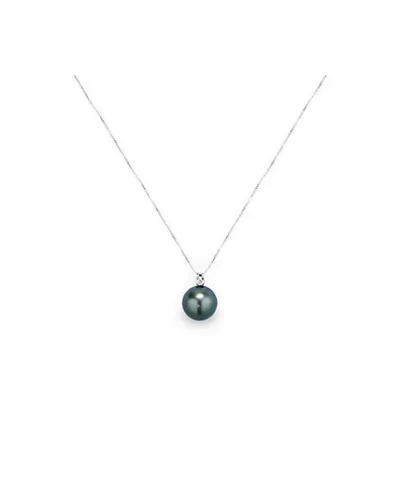 Blue Pearls Womens Black Tahitian Pearl and Diamonds Pendant and White Gold 750/1000 - One Size