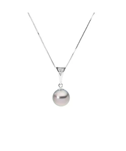 Blue Pearls Womens Black Tahitian Pearl and Diamonds Pendant and Yellow Gold 375/1000 - White - One Size