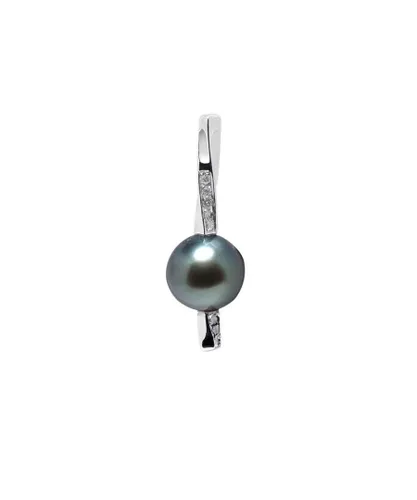 Blue Pearls Womens Black Tahitian Pearl, Diamonds Pendant and Sterling Silver 925/1000 - Green - One Size