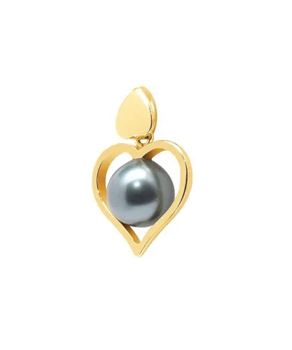 Blue Pearls Womens Black Tahitian Pearl Heart Pendant and Yellow Gold 750/1000 - One Size