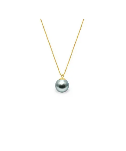 Blue Pearls Womens Black Tahitian Pearl Necklace and 375/1000 Yellow Gold - White - One Size
