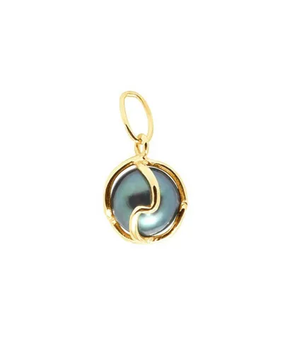 Blue Pearls Womens Black Tahitian Pearl Pendant and Yellow Gold 750/1000 - One Size