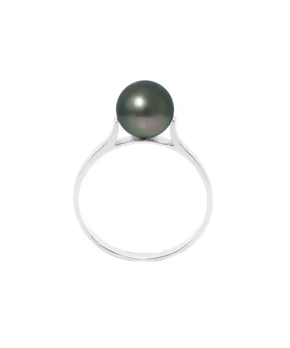 Blue Pearls Womens Black Tahitian Pearl Ring and 925/1000 Silver - Multicolour - Size R