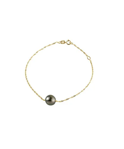 Blue Pearls Womens Black Tahitian Pearl Woman Bracelet and Singapore chain Yellow Gold 375 - Multicolour - One Size