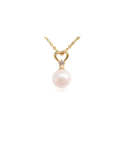 Blue Pearls Womens Freshwater Pearl and Diamond Heart Pendant and 14K yellow gold plated Mounting - Multicolour - One Size