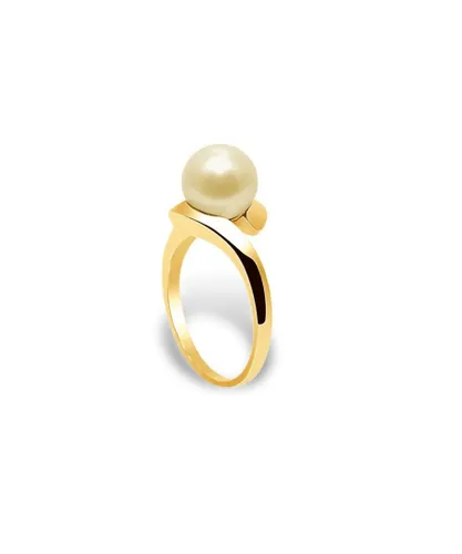 Blue Pearls Womens Gold Freshwater Pearl Ring and Yellow 375/1000 - Multicolour - Size L