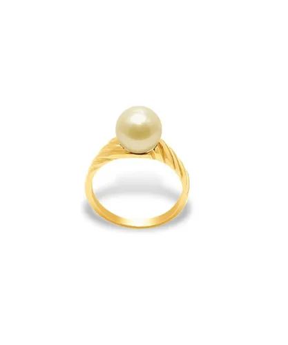 Blue Pearls Womens Gold Freshwater Pearl Ring and Yellow 375/1000 - Multicolour - Size P