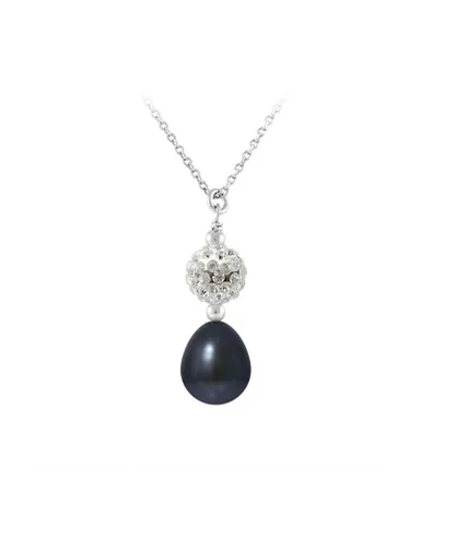 Blue Pearls Womens Necklace and Pendant Black freshwater pearl, crystal and 925 Silver - Multicolour - One Size