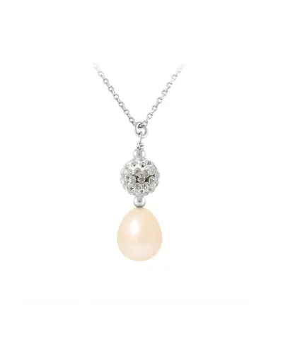Blue Pearls Womens Necklace and Pendant Pink freshwater pearl, crystal and 925 Silver - Multicolour - One Size