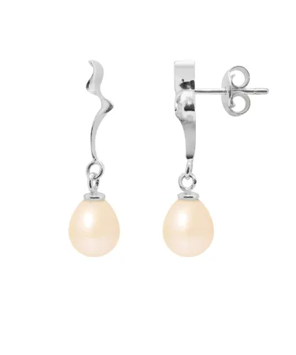 Blue Pearls Womens Pink Freshwater Dangling Earrings and white gold 375/1000 - Multicolour - One Size