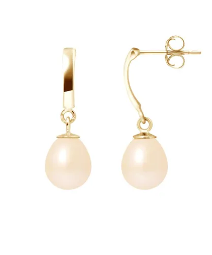 Blue Pearls Womens Pink Freshwater Dangling Earrings and yellow gold 375/1000 - Multicolour - One Size