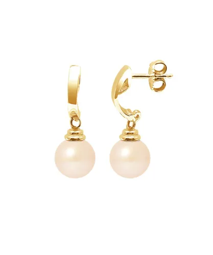 Blue Pearls Womens Pink Freshwater Dangling Earrings and yellow gold 375/1000 - Multicolour - One Size