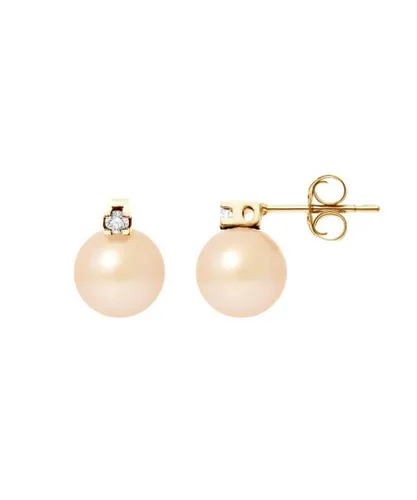Blue Pearls Womens Pink Freshwater Diamonds Earrings and Yellow gold 750/1000 - Multicolour - One Size