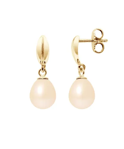 Blue Pearls Womens Pink Freshwater Earrings and yellow gold 375/1000 - Multicolour - One Size