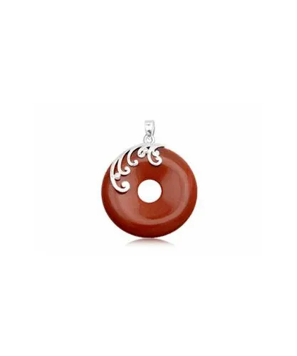 Blue Pearls Womens Round Pendant in Brown Sandstone and 925 Silver - Green - One Size