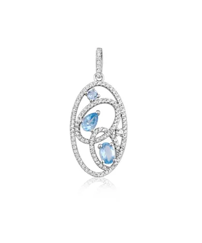 Blue Pearls Womens Swarovski - 111 White and Zirconia Crystal Pendant and 925 Silver - Multicolour - One Size