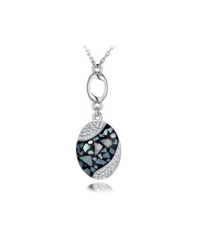 Blue Pearls Womens Swarovski - Abalone Pendant and White Crystal Elements - One Size
