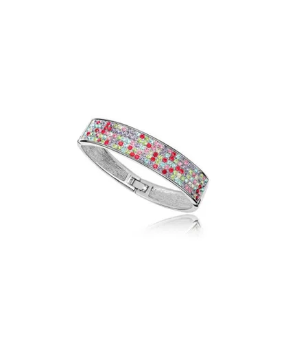 Blue Pearls Womens Swarovski - Bangle Bracelet made with a Multicolor Crystal from and White Gold plated - Multicolour - One Size