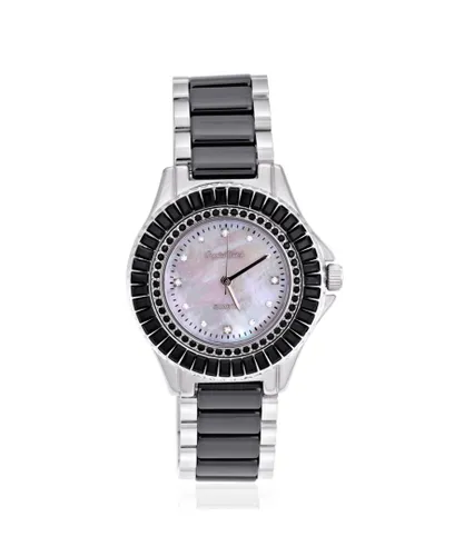 Blue Pearls Womens Swarovski - Ceramic watch with black Crystal Elements - One Size