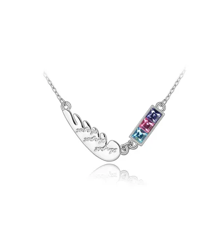 Blue Pearls Womens Swarovski - Feather Necklace Crystal Elements - Multicolour - One Size