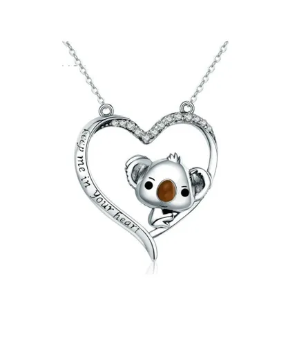 Blue Pearls Womens Swarovski - Koala Heart Pendant with White Crystal and 925 Silver - Multicolour - One Size