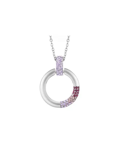 Blue Pearls Womens Swarovski - Purple Crystal Elements Circle Pendant and Rhodium Plated - Violet - One Size
