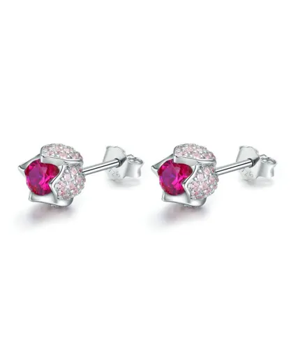 Blue Pearls Womens Swarovski - Tulip Earrings made with Pink Crystal from and 925 Silver - Multicolour - One Size