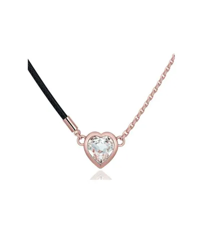 Blue Pearls Womens Swarovski - White Crystal Elements Heart Necklace and Rose Gold Plated - Multicolour - One Size