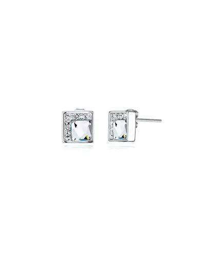 Blue Pearls Womens Swarovski - White Elements Crystal Earrings and Rhodium Plated - Multicolour - One Size
