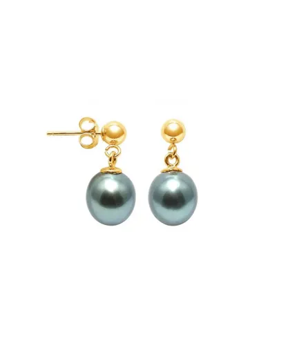 Blue Pearls Womens Tahitian Pearl Earrings and yellow gold 750/1000 - One Size