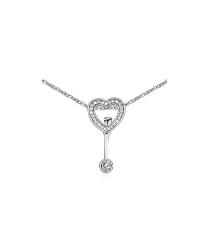 Blue Pearls Womens White Crystal Cubic Zirconia Heart Necklace and Rhodium Plated - Multicolour - One Size