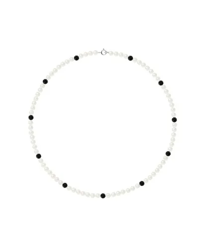Blue Pearls Womens White cultured necklace and black crystal - Multicolour - One Size