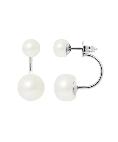Blue Pearls Womens White Double Freshwater Earrings and 925 Silver - Multicolour - One Size