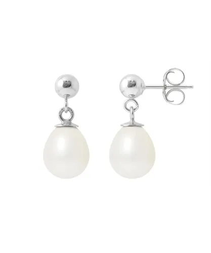 Blue Pearls Womens White Freshwater Dangle Earrings and 925 Silver - Multicolour - One Size