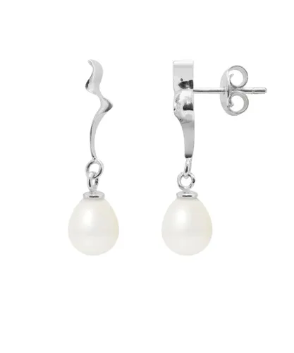 Blue Pearls Womens White Freshwater Dangling Earrings and gold 375/1000 - One Size